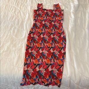 Red and Black Sleeveless Square Neck Midi SNDYS Sundress